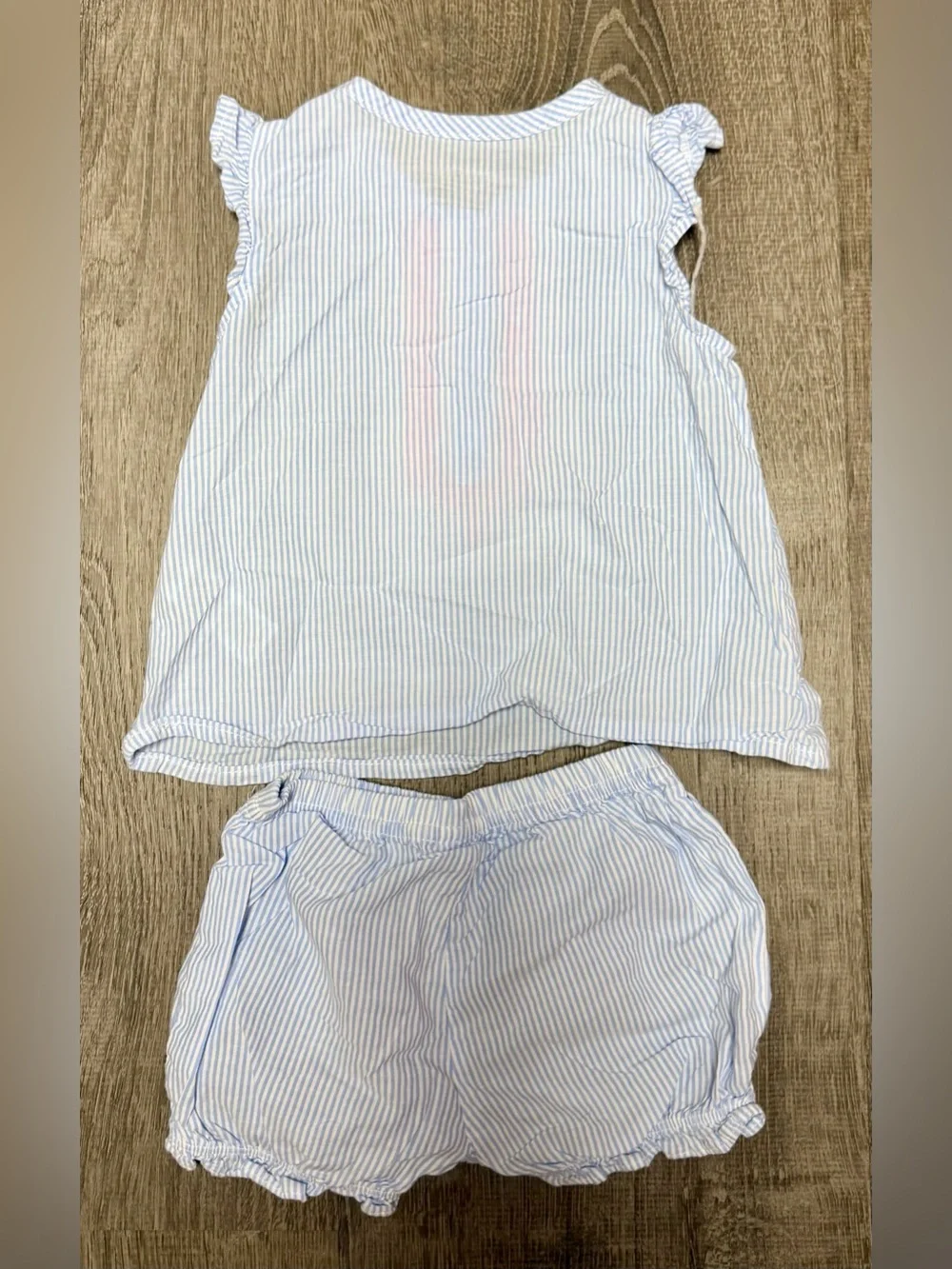 Carter's Blue-and-White Striped Set with Pink Embroidery